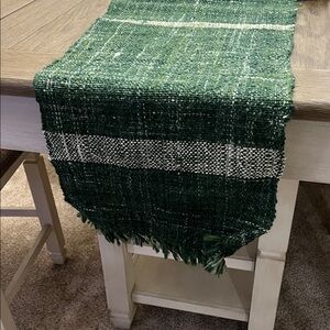 Rustic Pine and White Woven Table Runner